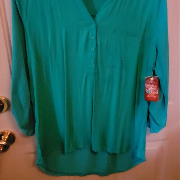 NWT's Faded Glory Teal Pullover Top Misses Size Large 12-14 - Picture 2 of 4